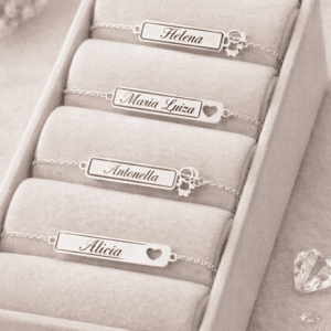 Pulseira Plaquinha Nome Personalizado Infantil
