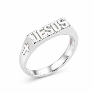 Anel Jesus com Cruz em Prata 925