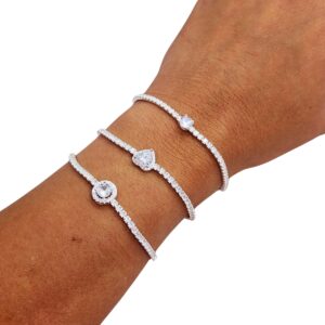 Pulseira Riviera Com Pingente Luxo Cravejado