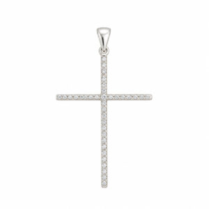 Pingente Cruz Cravejada em Prata 925 – 50 mm x 32 mm