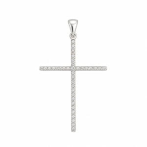 Pingente Cruz Cravejada em Prata 925 – 50 mm x 32 mm