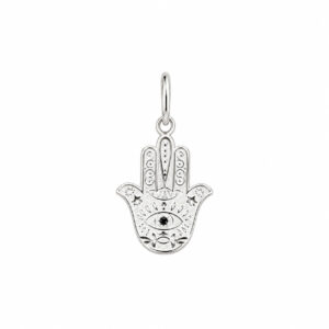 Pingente Mão de Fátima Hamsá com Olho em Prata 925 – 20 mm x 17 mm