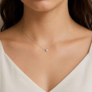 Colar Coração Liso 6mm Prata 925 Corrente Veneziana 40cm