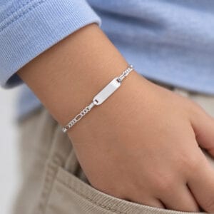 Pulseira Infantil com Plaquinha Lisa 14,5 cm em Prata 925