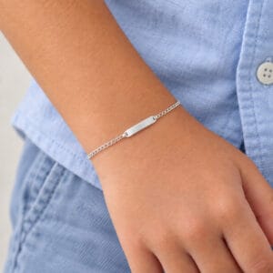 Pulseira Infantil com Plaquinha Lisa em Prata 925 – 14,5 cm