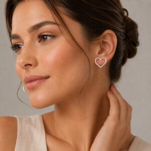 Brinco Coração Vazado em Prata 925 – 18 mm