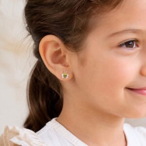 Brinco Infantil Abelhinha Colorida 9 mm x 7 mm em Prata 925