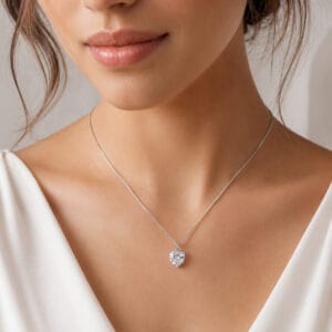 Colar Coração Cristal Prata 925