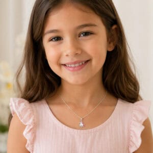 Colar Infantil Unicórnio Rosa em Prata 925 – 40 cm