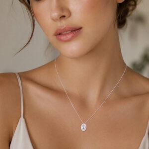 Colar Medalha Oval Prata 925
