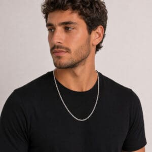 Corrente Masculina Cadeado Prata 925 60 cm 3 mm