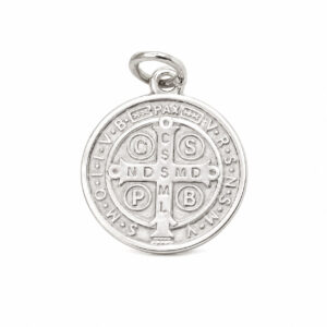 Pingente Medalha São Bento Prata 925 Legítima 12 mm