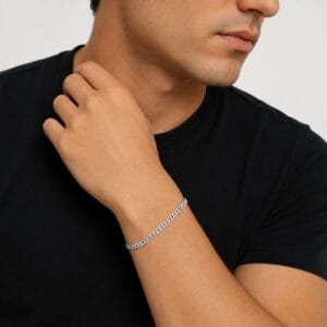 Pulseira Masculina de Prata 925 Elo Duplo 4 mm
