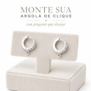 Argola Click Cravejada para Montagem em Prata 925
