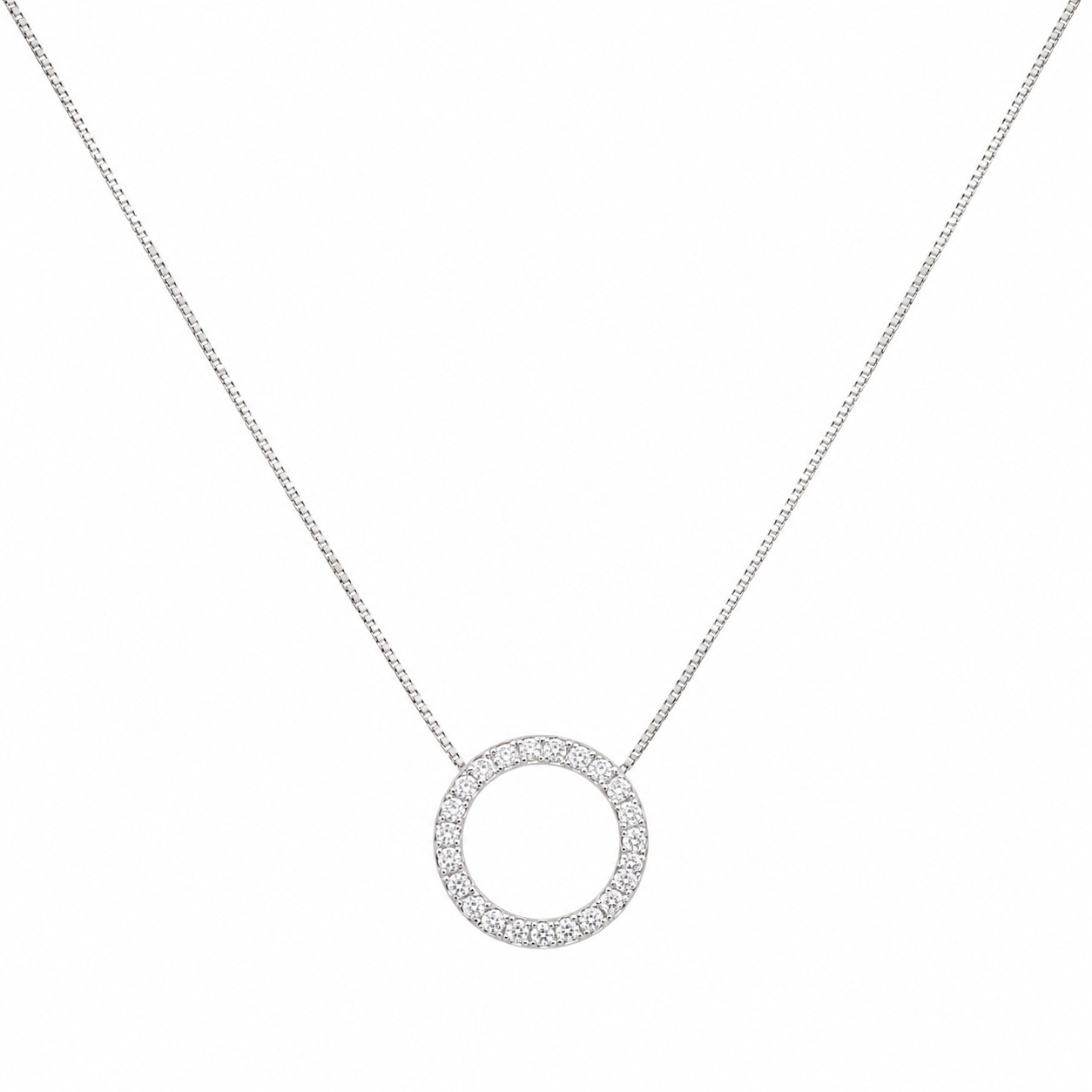 Colar Círculo Cravejado em Prata 925 – 45 cm (2)