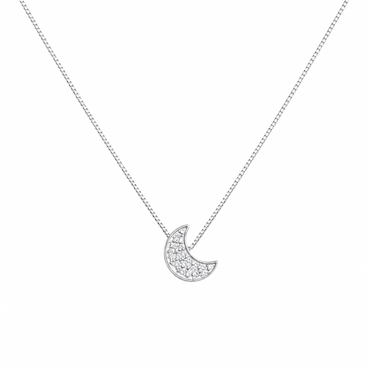 Colar Lua Cravejada em Prata 925 – 45 cm (2)