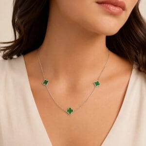 Colar Trevo Verde com 3 Trevos – 45 cm
