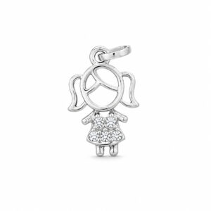 Pingente Menina com Zircônias em Prata 925 – 10 mm