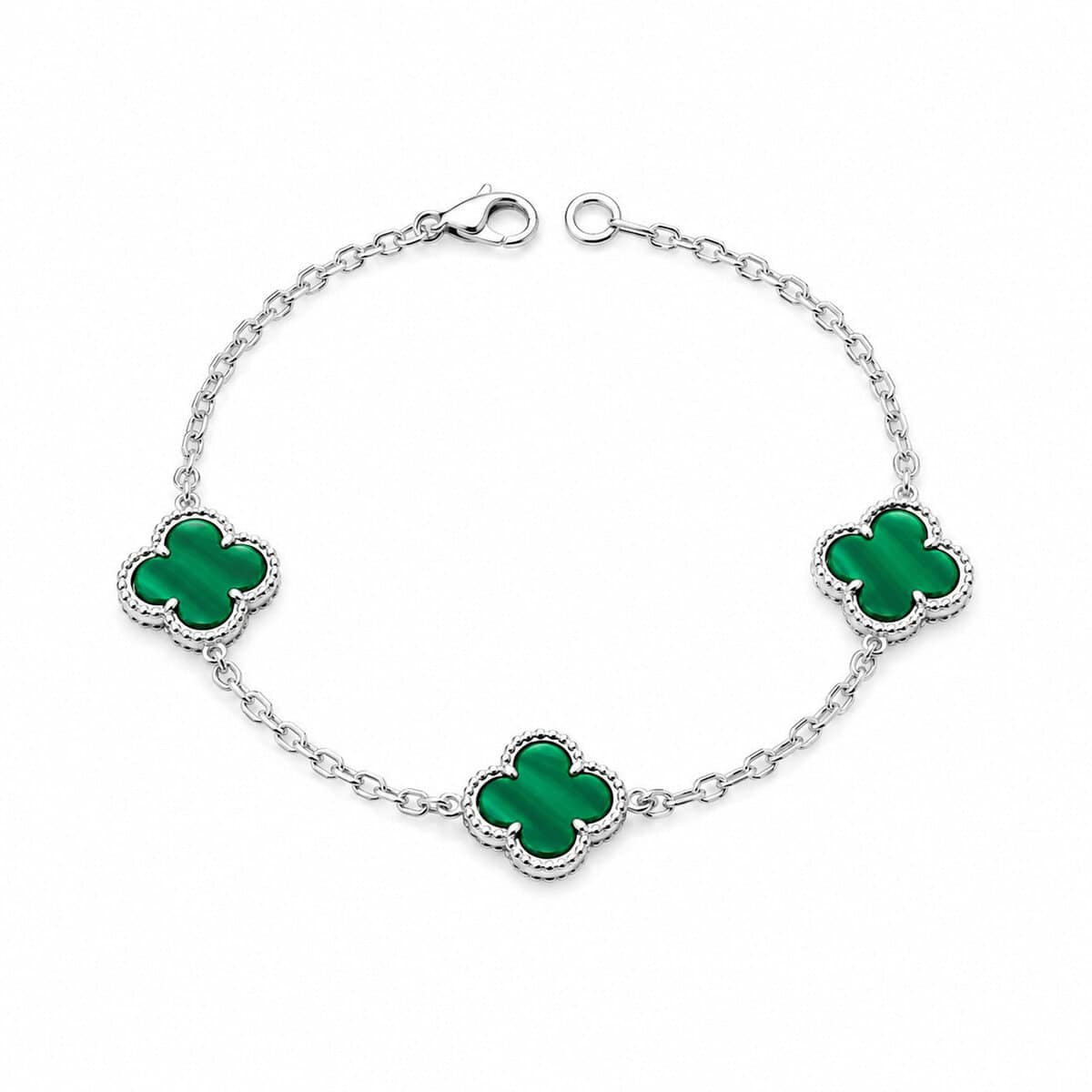 Pulseira Trevo Verde com 3 Trevos em Prata 925 – 18,5 cm (2)