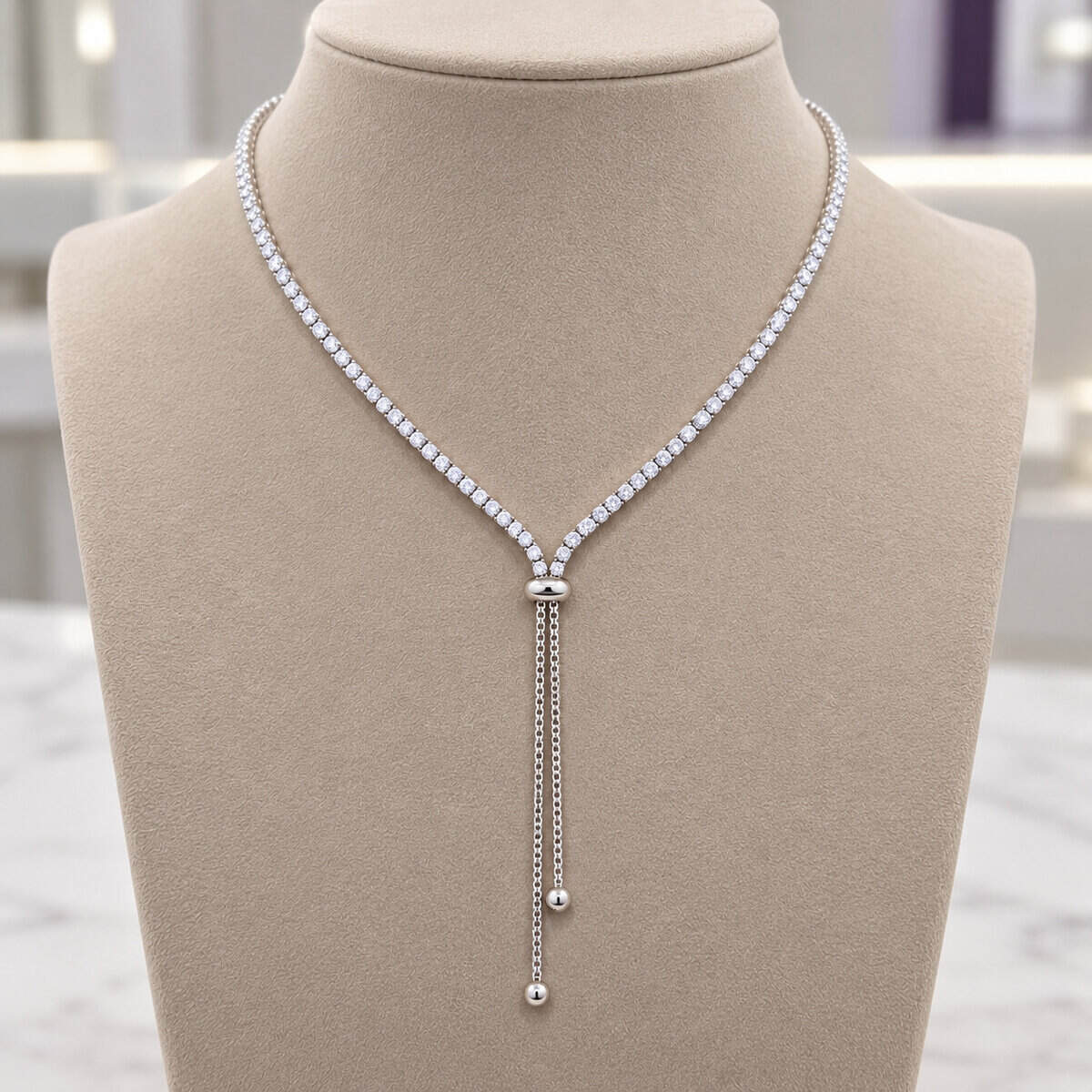 Colar Gravatinha Riviera 40 cm em Prata 925 com Zircônias (2)