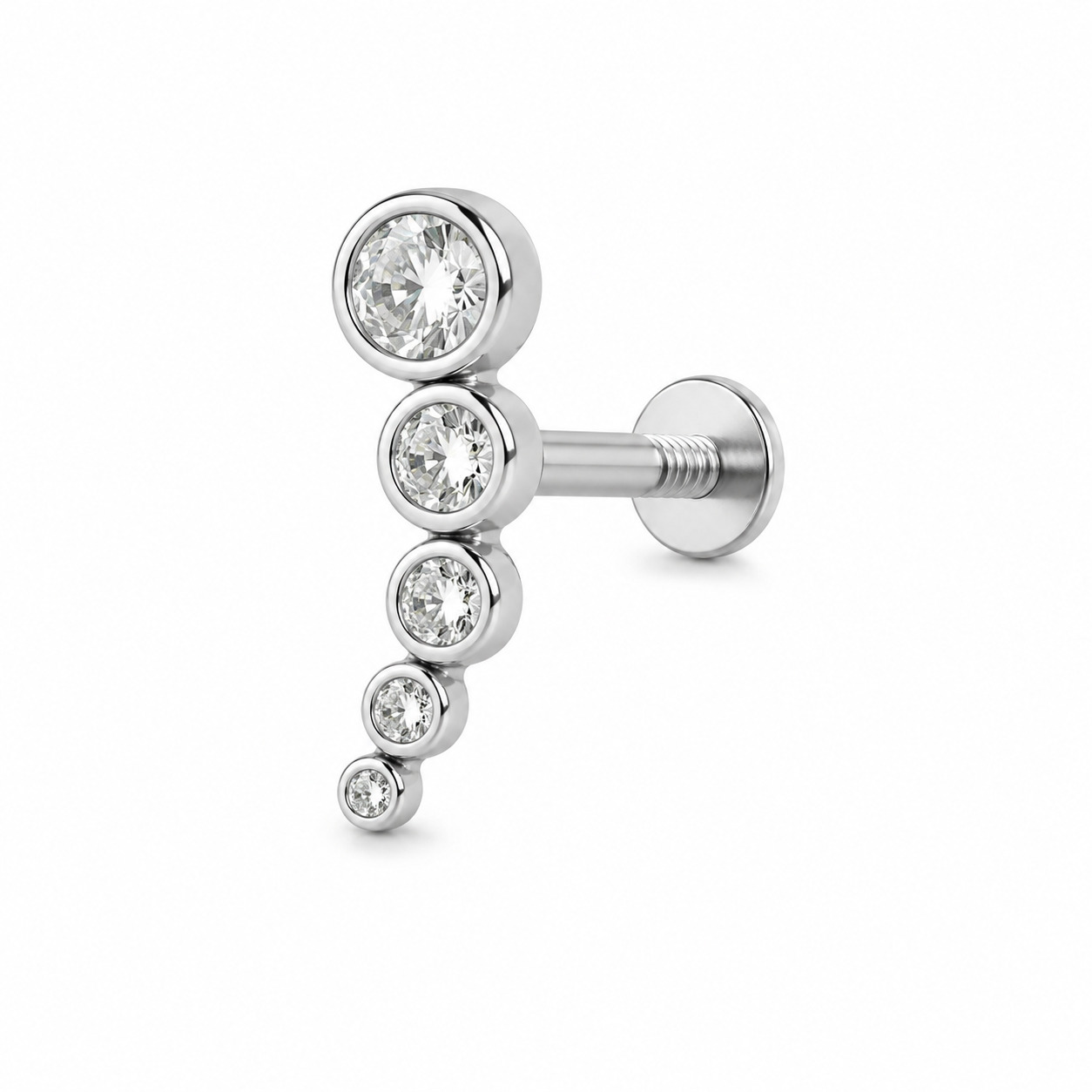 Piercing Cascata com 5 Zircônias em Prata 925 – 10 mm (2)