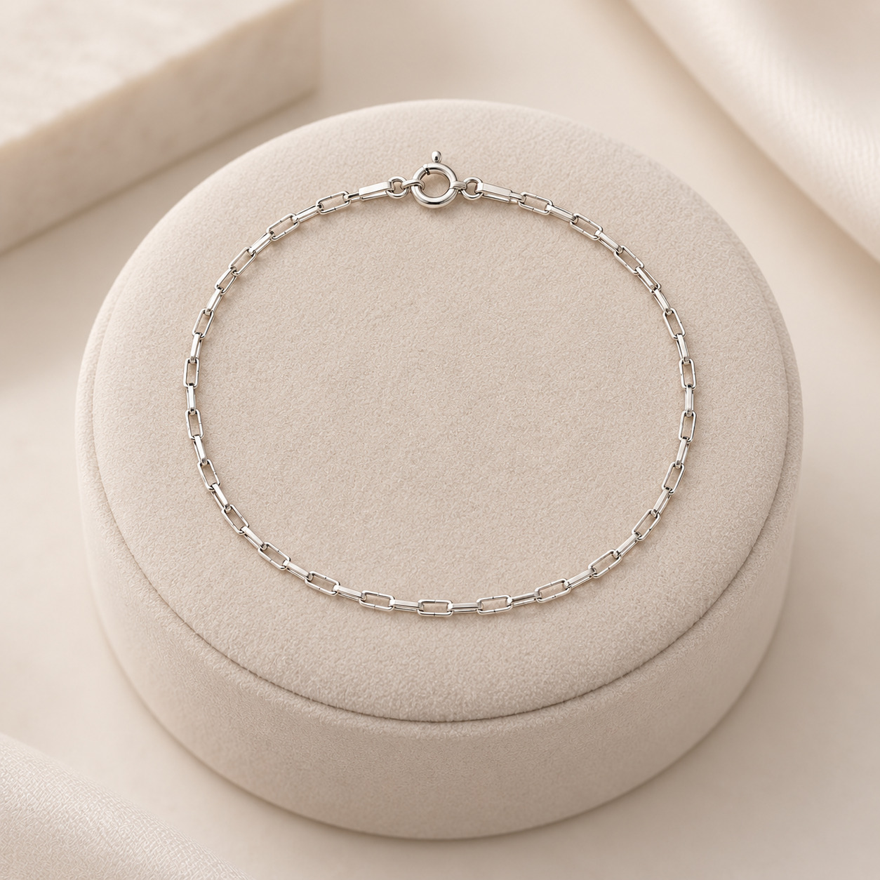 Pulseira Delicada em Prata 925 com Elos Retangulares 19 cm 1 mm (2)