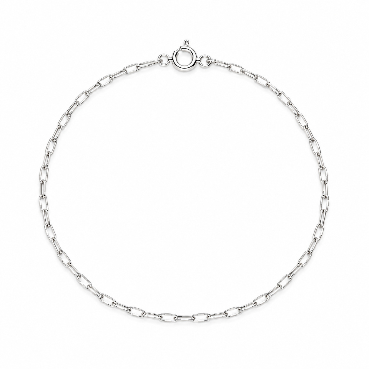 Pulseira Delicada em Prata 925 com Elos Retangulares 19 cm 1 mm (3)