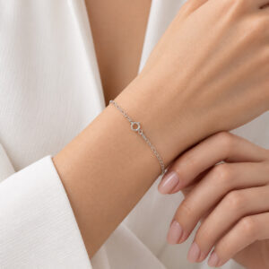 Pulseira Delicada em Prata 925 com Elos Retangulares 19 cm 1 mm