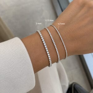 Pulseira Riviera em Prata 925 com Zircônias – 1,5 mm, 1,75 mm ou 2 mm