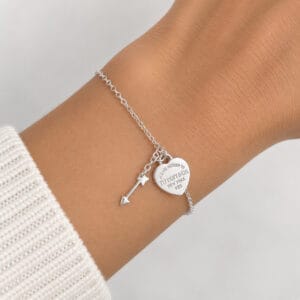 Pulseira com Coração e Flecha em Prata 925 – 17,5 cm